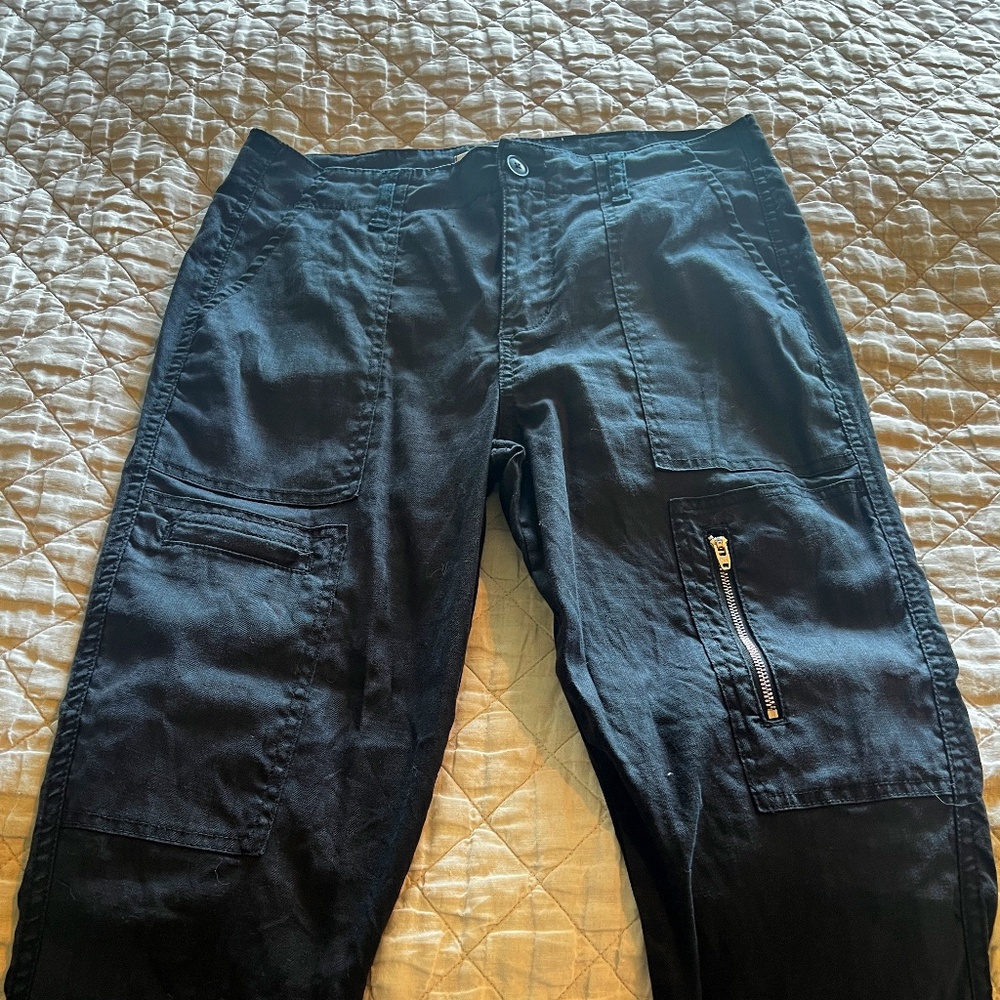 Level 99 Black Linen Pant with zipper detail size 28
